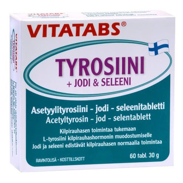 Tyrosiini-jodi-seleeni -valmisteessa on kilpirauhasen terveydelle tärkeitä aineita.