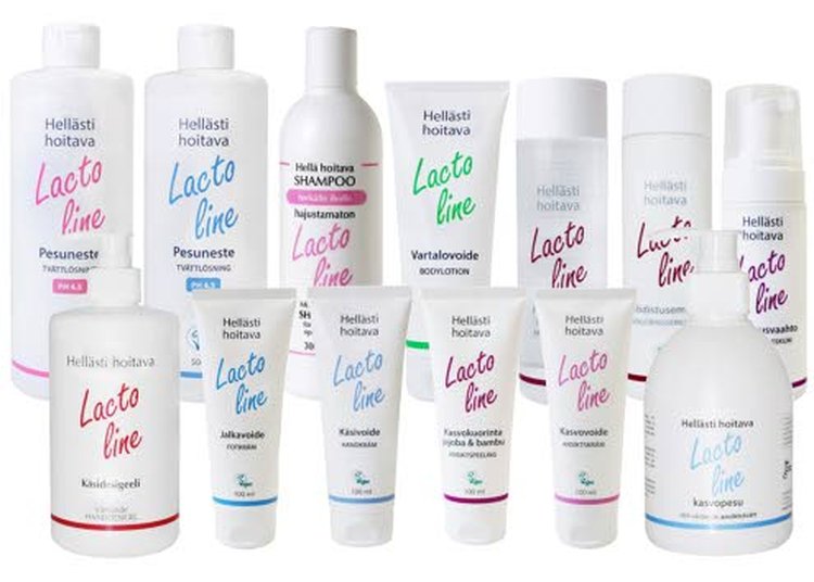 Lh-Beautyn Lacto line -tuotesarja on kehitetty erityisesti herkälle ja kuivalle iholle päivittäiseen käyttöön. Lacto line -pesuneste on sarjan bestseller.